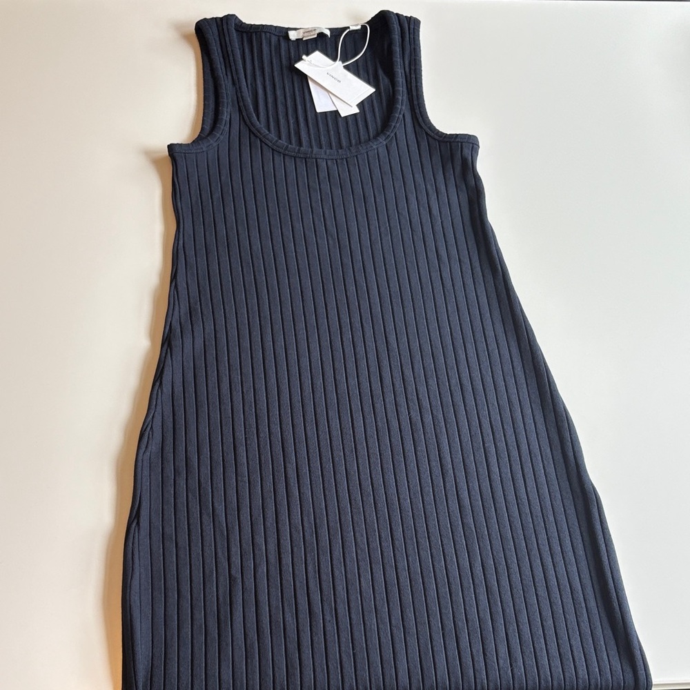 Vince Navy Blue Ribbed Knit Maxi Dress